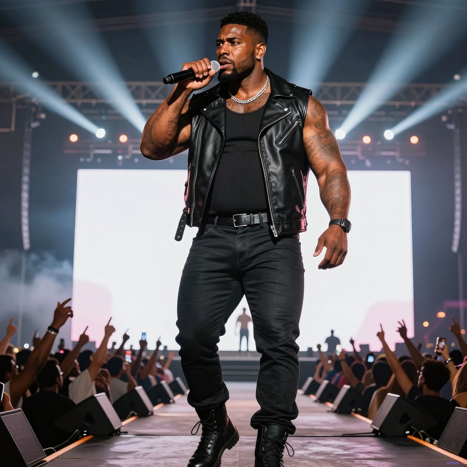 Jamal Bishop performing on a concert runway
